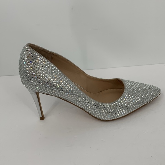 Steve Madden Laveda mirror crystal pumps silver stiletto shoe formal shimmer 6.5 - Picture 1 of 8